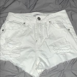 White jean shorts